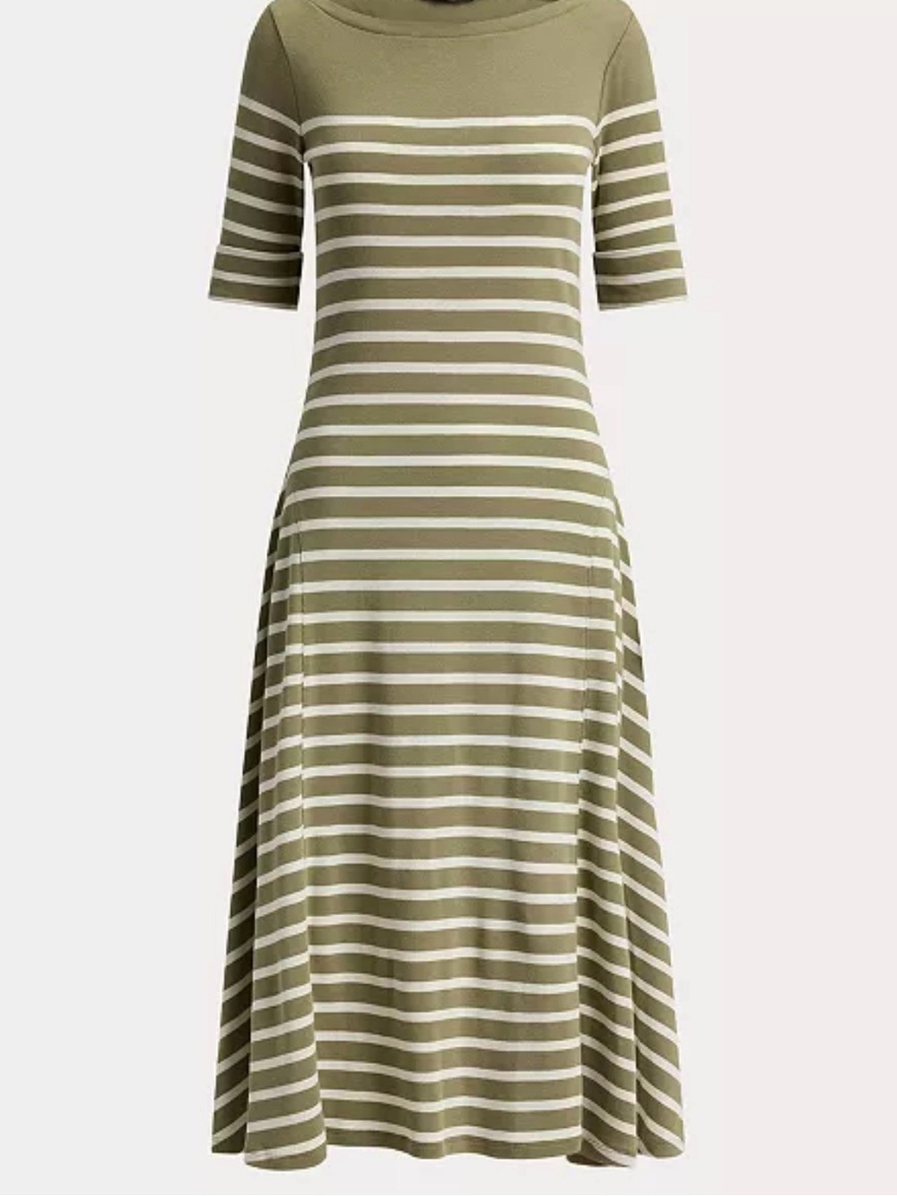 Lauren Ralph Lauren Striped Olive and White Midi Dress - Women's size M - Picture 3 of 6
